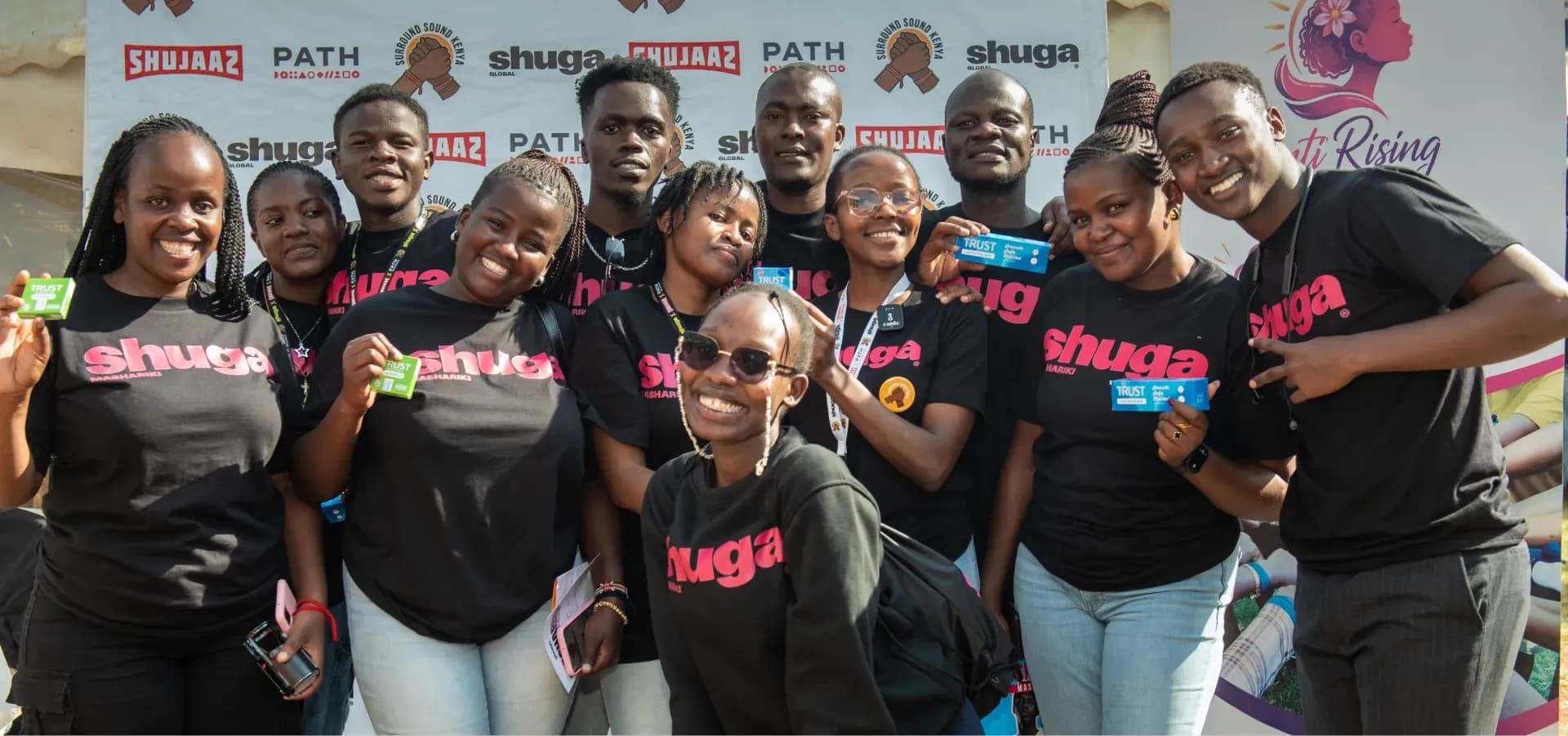 Young men talking into a Shujaaz microphone